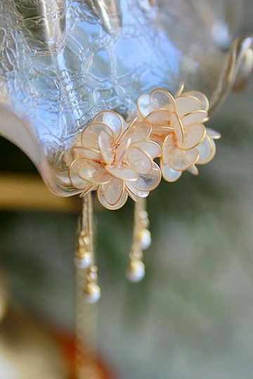 無痛耳夾/水晶花貼耳式