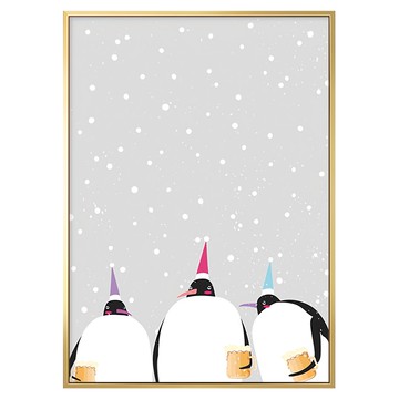 醉醺醺的企鵝三兄弟  40 x 30cm  金色  1個