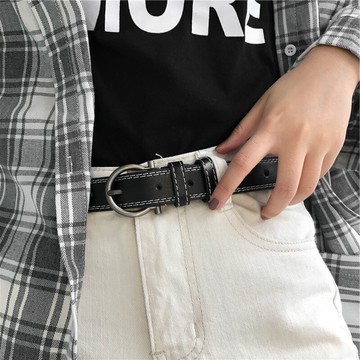 復古港味chic皮帶女韓國ins學生簡約百搭潮流牛仔褲腰帶細BF風酷