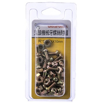 691 丸頭機械牙螺絲 附帽 M4X10mm 30組