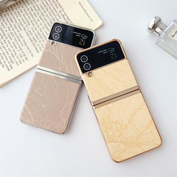 鎏金大理石紋三星zflip4手機殼折疊屏Galaxy zflip3保護套F7210電鍍防摔殼心系天下W23 Flip時尚男女翻蓋潮殼