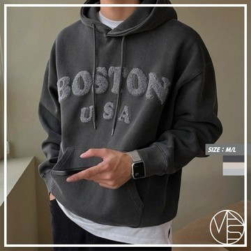 【MKST.STUDIO】韓國 毛絨絨BOSTON勾毛帽TEE