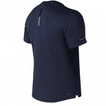 【領券最高折$270】New Balance 男裝 短袖 慢跑 立體緹花 ICE 360度反光貼條 藍【運動世界】AMT81200PGM