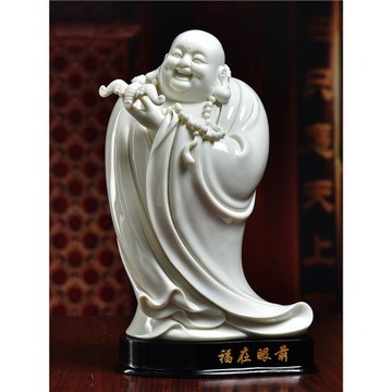 戴玉堂德化白瓷彌勒佛笑佛佛像創意商務禮品辦公室擺件福在眼前