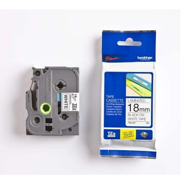 兄弟牌 BROTHER 白底黑字 18mmx8M 標準黏性護貝標籤帶 2入/ 包 TZe-241