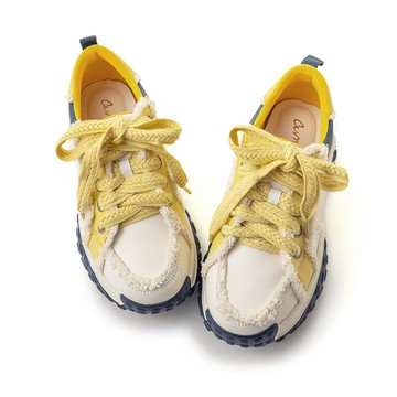 抽鬚毛邊胖胖麵包厚底鞋 藍 GS13-8BU