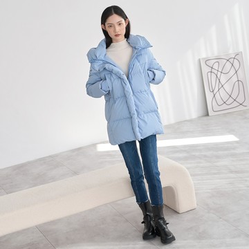 一穿秒溫暖高質量中長版羽絨外套(淡藍)-女