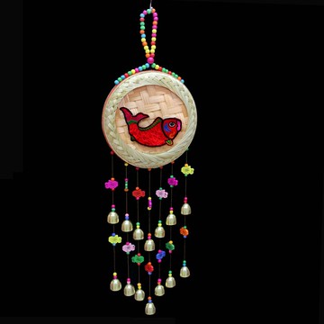 特色云南民族風刺繡手工竹編客廳家居飯店客棧墻面裝飾風鈴掛飾