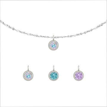 (採用施華洛世奇水晶) 幻海人魚系列 - 幸運水晶純鋼項鍊 - 3色