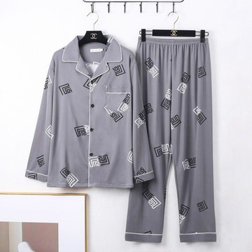 摩登秀 🔥男士睡衣 長袖長褲兩件套 男生寬鬆居家服 睡衣套裝 大尺碼休閒家居服睡衣男士長袖長褲春秋冬季棉質青中年爸爸大