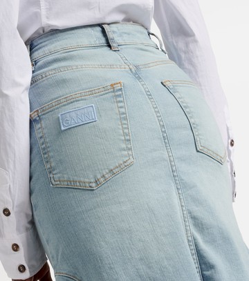 Ganni High-rise denim midi skirt