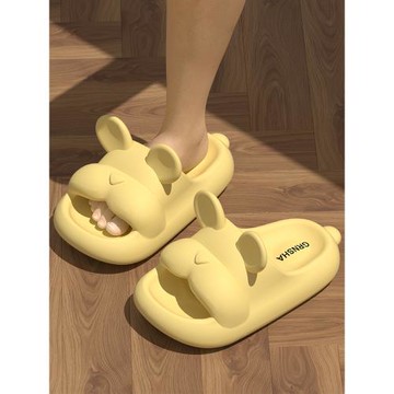 2024新款拖鞋女夏季可愛厚底踩屎感涼拖鞋情侶室內家居卡通外穿男