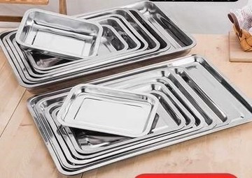 電子秤商用稱盤 盤子不銹鋼菜盤家用餃子盤小四方托盤快餐店專。