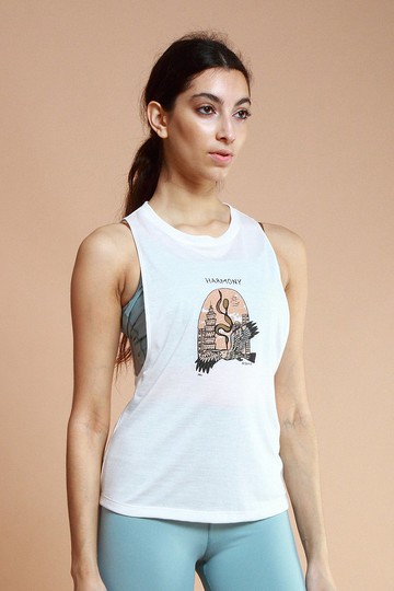 asana eco 生態意識系列--大寬袖背心-白-老鷹