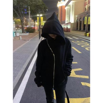暗黑高街RO風經典新款男女情侶外套純棉磨毛斜拉鏈巫師帽衛衣外套