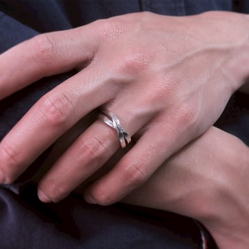 ART64 星河交錯男戒 情侶款 刻字訂製純銀戒指