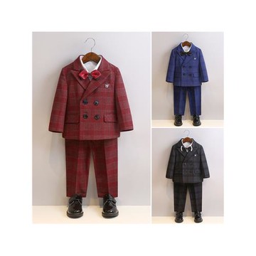 兒童走秀禮服英倫西服男童寶寶小西裝寶寶演出服秋冬男孩花童套裝