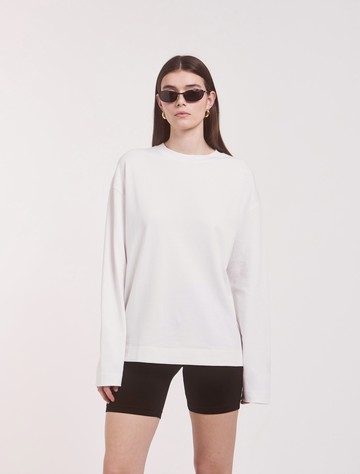 Compact Cotton Boyfriend Long Sleeve T-Shirt in White - Organic Ninety Percent