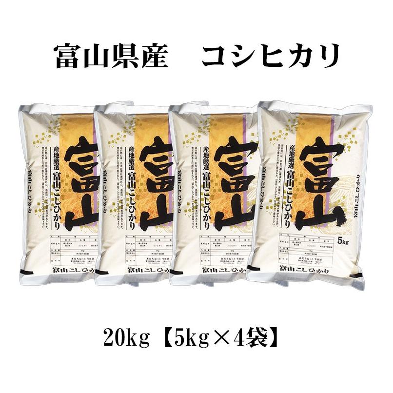 新米 お米 20kg 送料無料 白米 コシヒカリ 5kg×4袋 富山県産 令和5年産 お米 20キロ 食品 北海道・沖縄は追加送料