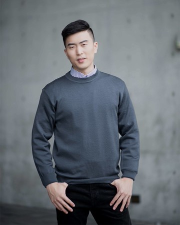 男士 針織毛衣 防縮 小圓領毛衣 純羊毛 三燕牌羊毛上衣 美麗諾羊毛 100%純羊毛 7977-12 圓領 深灰