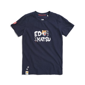 【江戶勝】笑臉太郎短袖T恤-丈青色