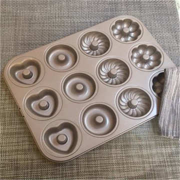 KESDDEN 12連各種形狀不沾甜甜圈模具 甜甜圈模具 12連蛋糕烤盤
