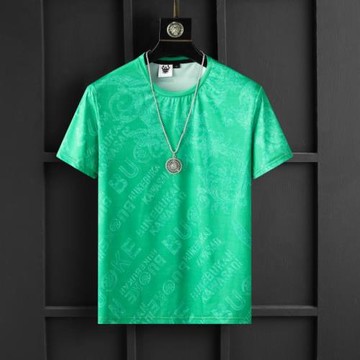 ZKEAZS夏裝冰絲字母全身印花柔軟絲光棉修身大碼短袖花T恤男半袖