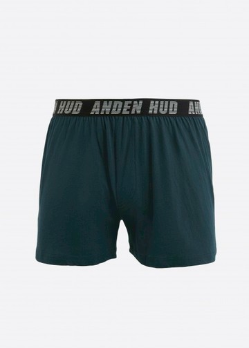 男款XXL_Newtro Street．不開襟純棉寬鬆四角內褲(墨黑藍-黑橫條緊帶)