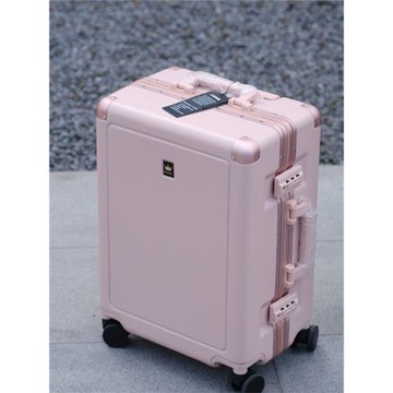 簡奢！出口日本鋁框登機箱杯架行李箱純PC鎖扣拉桿箱結婚陪嫁皮箱