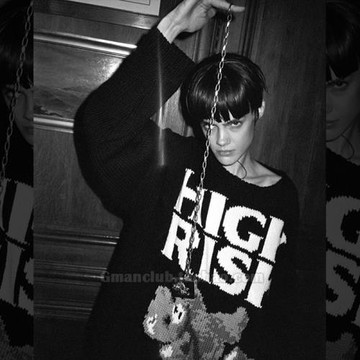 Foti GmanClub ERD憂傷的富二代 羊毛小熊提花針織衫廓形圓領毛衣