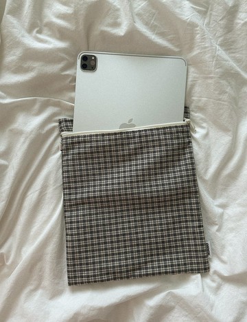 iPad 書本收納包 009 黑格紋