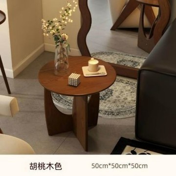 中古風高級感實木茶几50*50cm（邊桌 茶几 小圓桌 角幾 咖啡桌茶桌 洽談桌）