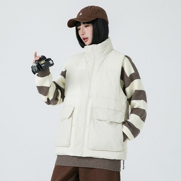 【夏日爆款】2024工裝風羽絨馬甲男女鼕季休閒保暖運動開衫情侶上衣