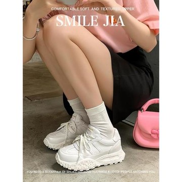 踩屎感阿甘鞋女款2025新款春季運動德訓鞋真皮增高厚底鞋配闊腿褲