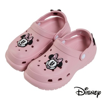 【迪士尼童鞋】大臉飾釦防水洞洞拖鞋-霧粉(米妮)