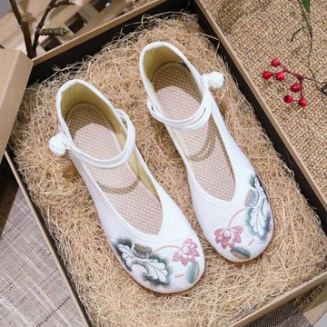 2025新款老北京布鞋平底 女布鞋 中國風繡花鞋軟底舞蹈鞋淺口春夏