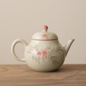 手繪桃花小梨壺釉下彩家用陶瓷茶壺單壺功夫茶具泡茶壺中式單茶壺
