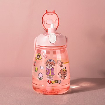 墨色大容量水壺便攜超大號水杯女夏天網紅可愛高顏值吸管大肚杯子