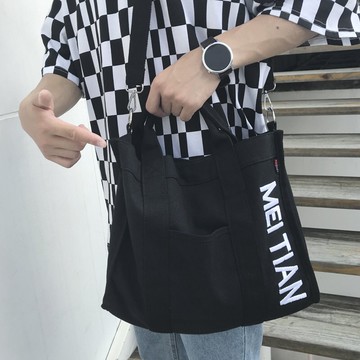 FINDSENSE 品牌 韓國 手提包 新款 重工 刺繡 休閒包  大容量  文藝 斜挎包 潮男  單肩 手拎包