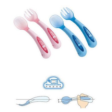 KUKU酷咕鴨成長學習湯叉匙組(藍/粉)