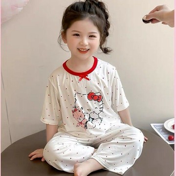 Mimo⭐女童睡衣套裝夏季薄款女寶寶卡通七分袖家居服可愛空調服