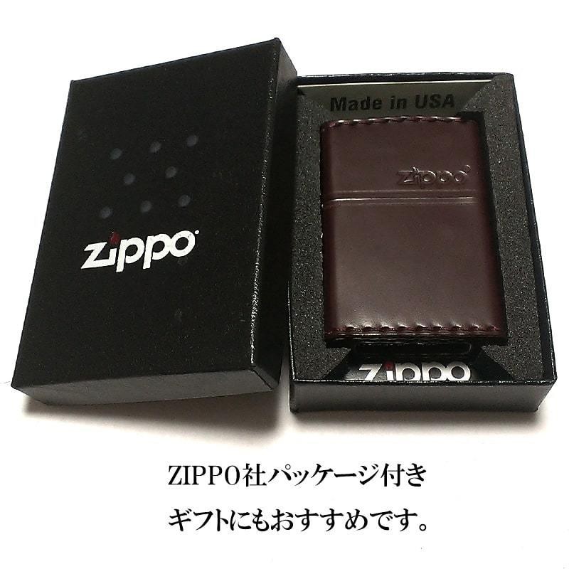 ジッポ 革巻き ZIPPO ライター かっこいい コードバン ロゴデザイン 