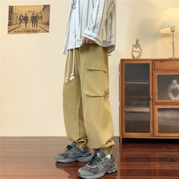 日系cityoboy褲子男春秋新款工裝褲美式束腳運動褲男士嘻哈休閑褲