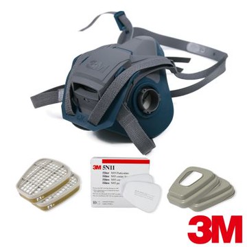 3M 6502QL快速穿戴防毒面具x綜合濾毒罐套組(6006濾毒罐+5N11濾棉+501濾蓋)