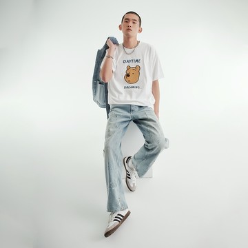 CACO-維尼貼布短T-男【J1DI027】