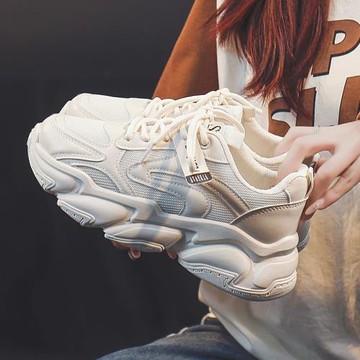 韓版老爹鞋女2024春季新款厚底透氣網面運動鞋ins學生休閑鞋子907