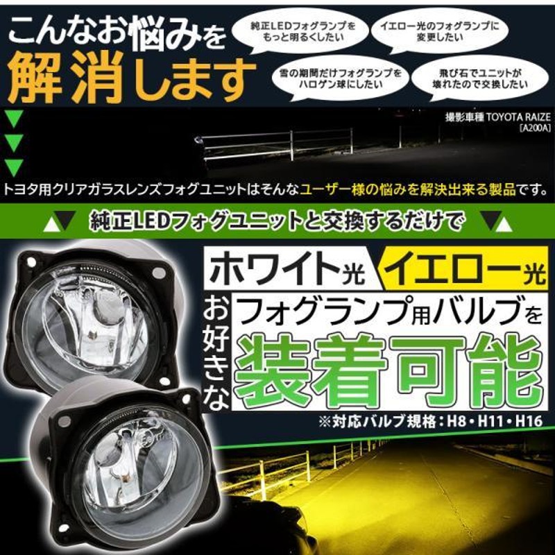 H11 LED トヨタ・ダイハツ 純正 対応 クリアガラスレンズフォグランプユニット LEDフォグランプと交換可能 防水 バルブ別売 44-C-1 |  LINEブランドカタログ