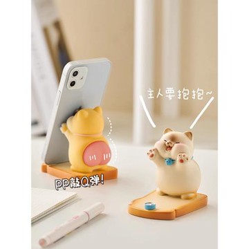 創意貓咪手機支架可愛桌面裝飾品擺件辦公室工位上班穩定情緒神器