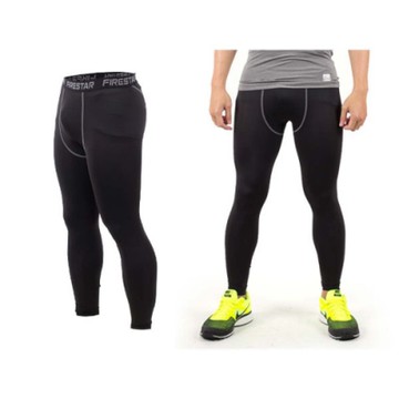 FIRESTAR 男機能緊身長褲-慢跑 路跑 與NIKE PRO同版型 黑灰