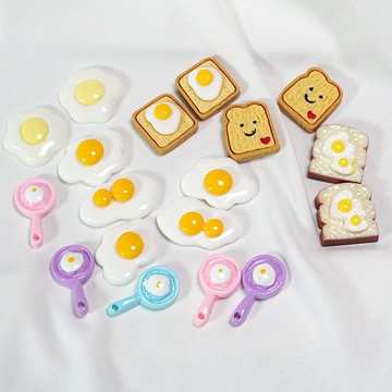 仿真食玩荷包蛋樹脂飾品 diy煎蛋奶油殼裝飾材料福袋配件